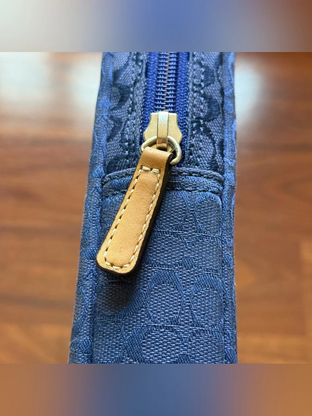 Coach Voyager signature blue jacquard canvas laptop sleeve carrying bag 11x14x2